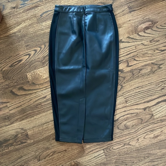 ASOS Vegan Leather Pencil Midi Skirt Mesh Sides - Picture 4 of 6